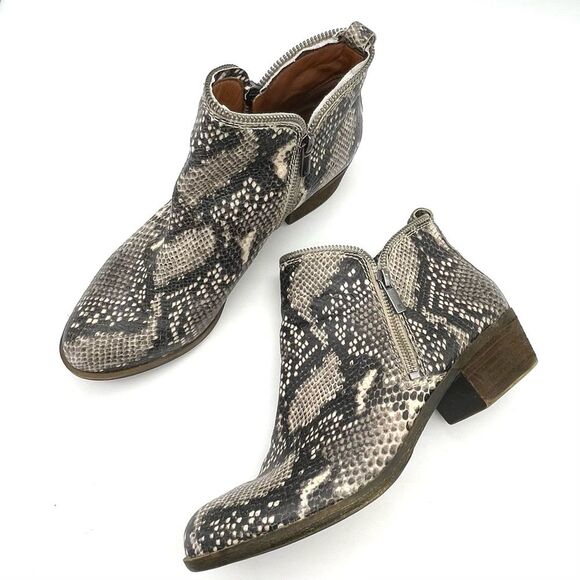 Lucky Brand Bartalino Booties Gray Snakeprint Embossed Leather Boots Size 9.5 - Picture 3 of 16